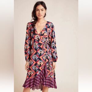 NWT Anthropologie Colourful Wrap Dress​